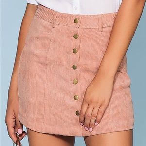 Corduroy snap front skirt